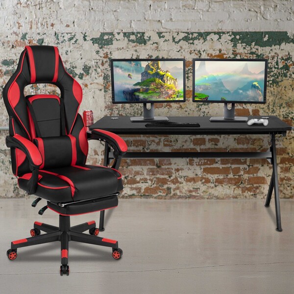 Flash Furniture Black Gaming Desk-Cup Holder/Reclining Chair Set BLN-X40D1904L-RD-GG - main